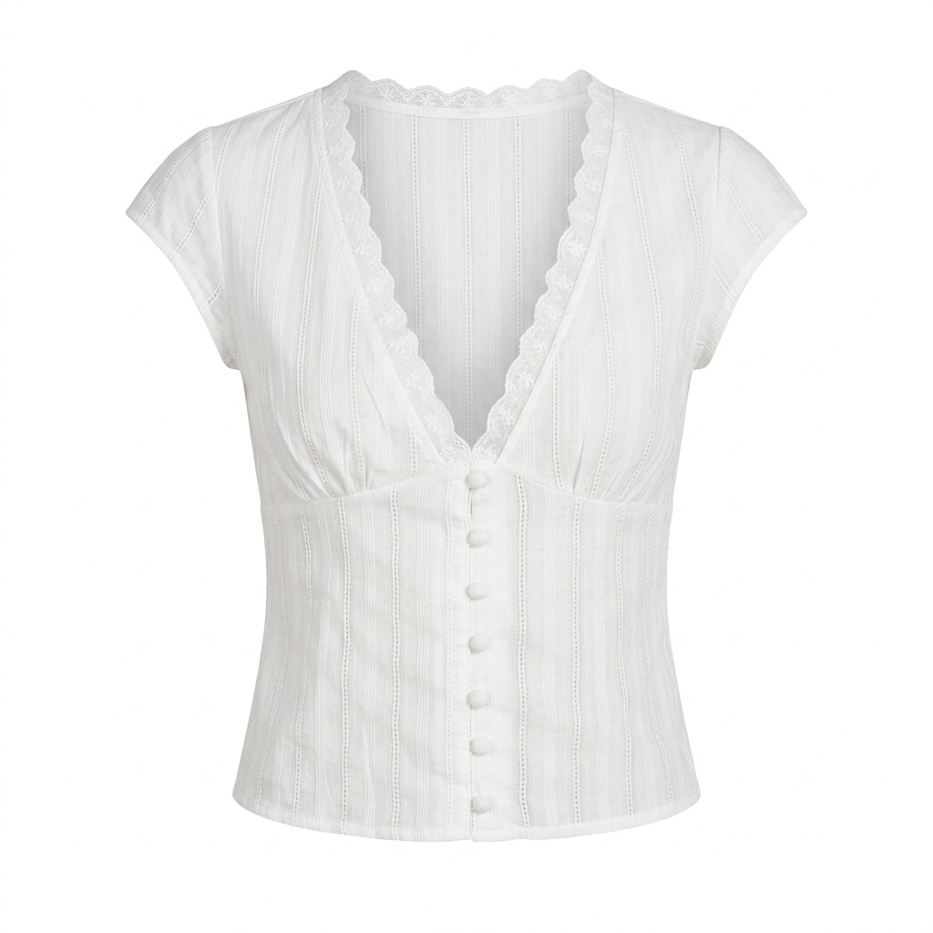 Lace Button Top